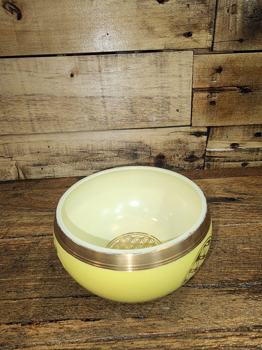 Singing Bowl - Brass - Yellow Flower Of Life - 9cm