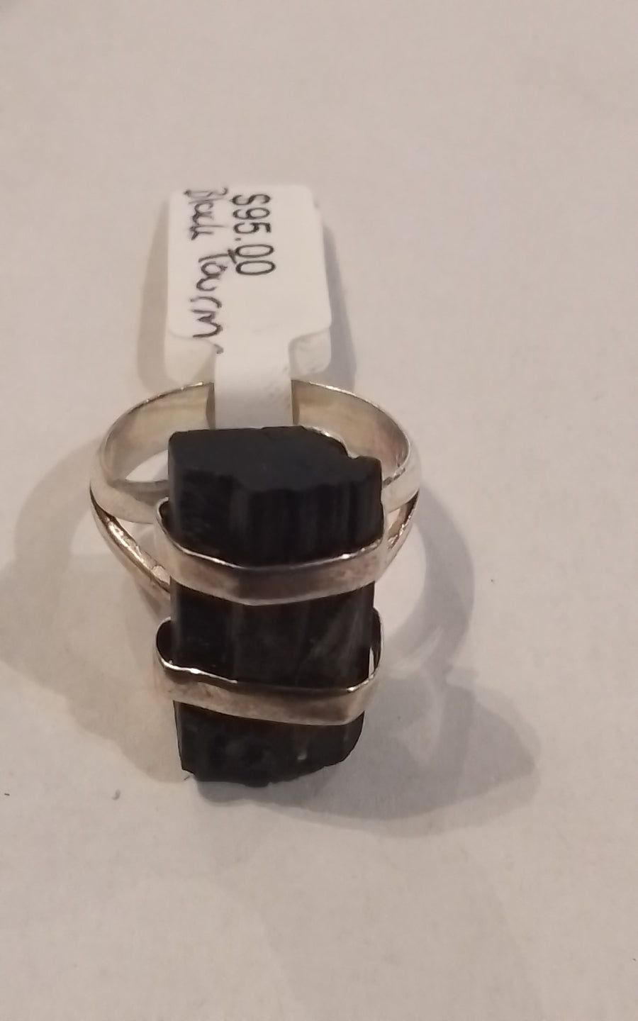 Rings-Sterling Silver-Style Log Raw-Black Tourmaline