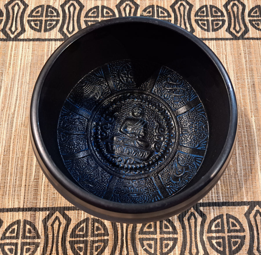 Singing Bowl - Blue/Grey Aluminium Buddha 14cm