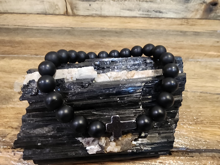 Crystal Bracelet 8mm With Cross