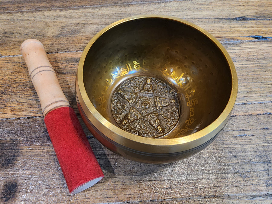 Singing Bowl - Brass - Hammered Buddha Black - 12cm