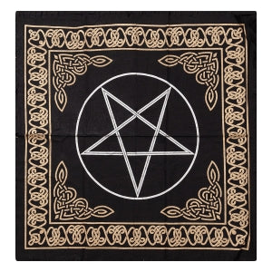 Altar Cloth - Pentacle Black Gold - 60cm x 60cm