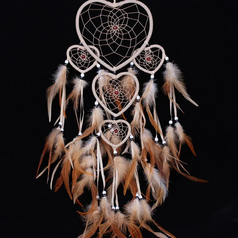 Dream Catcher - Heart Shape - Light Brown