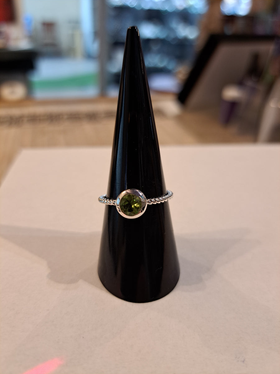 Round Crystal Ring - Sterling Silver - Assorted