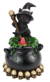 Witch Cat Stirring Magical Cauldron Incense Holder 19 Cm