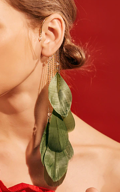 Over the Ear Earring with Feathers