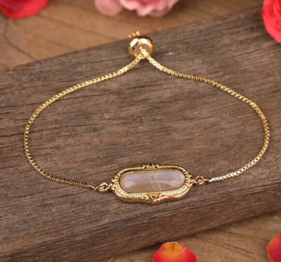 Gold Bracelet with Crystal - Adjustable