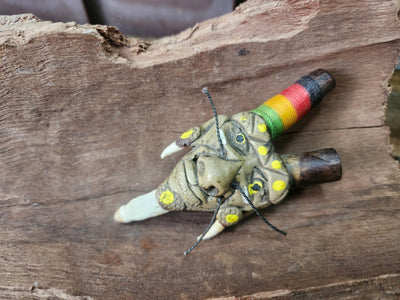 Kuripe Rapé Applicator Clay Spirit Faces