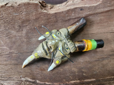 Kuripe Rapé Applicator Clay Spirit Faces