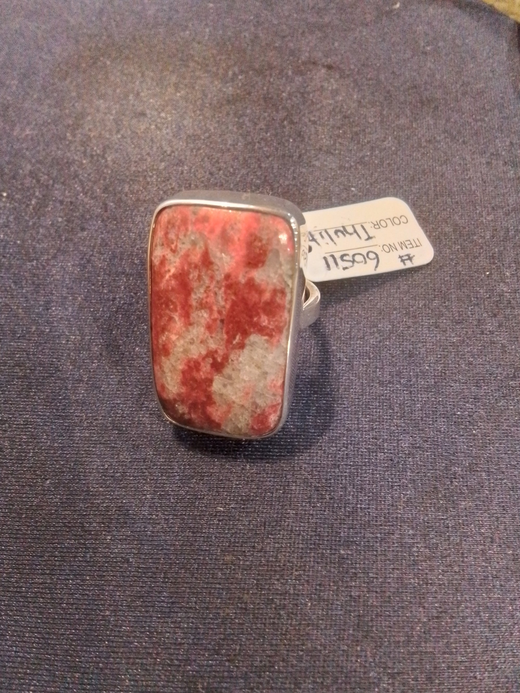 Thulite Norway crystal Ring- size 8