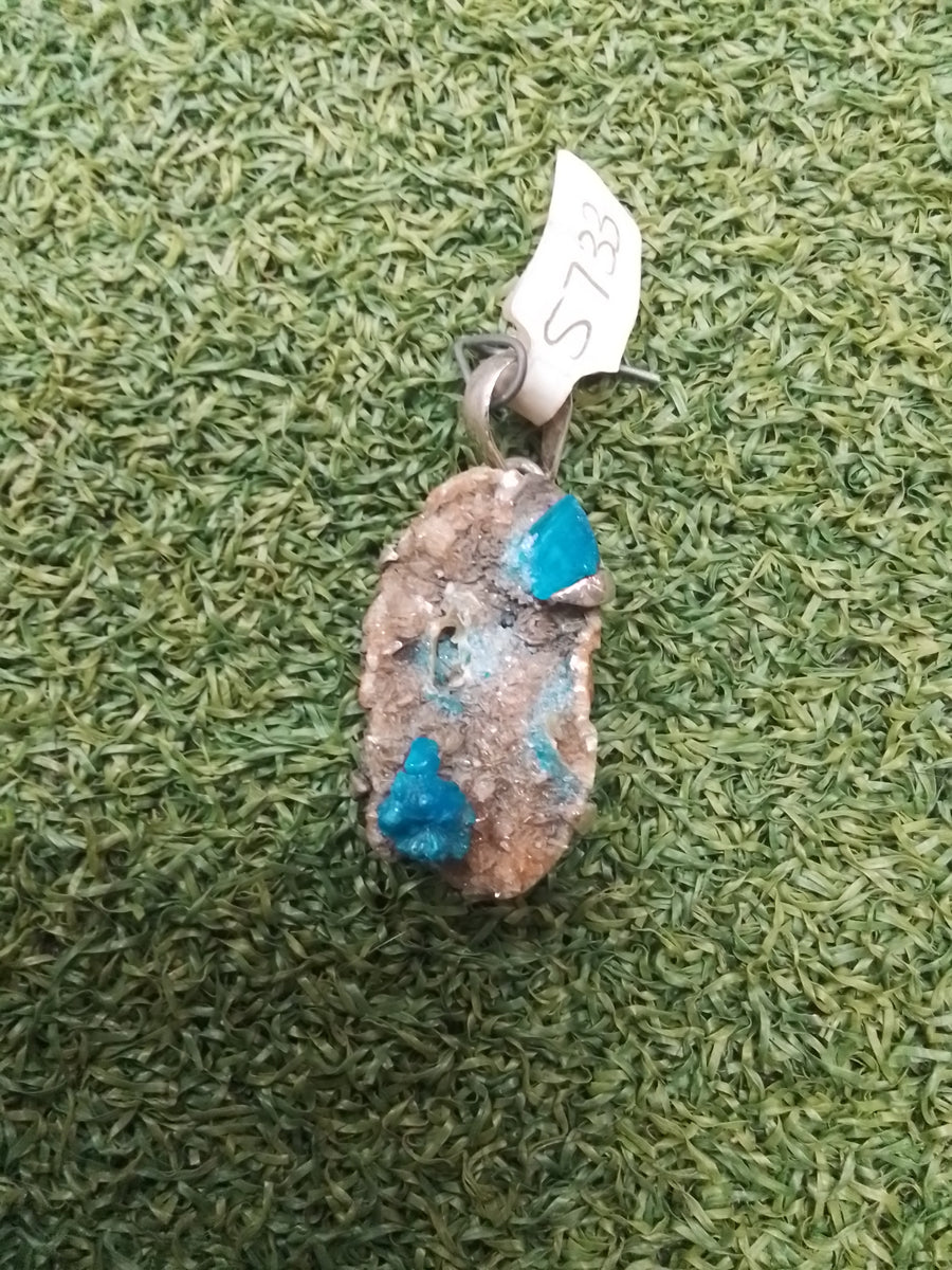 Cavansite Crystal Pendent Sterling Silver