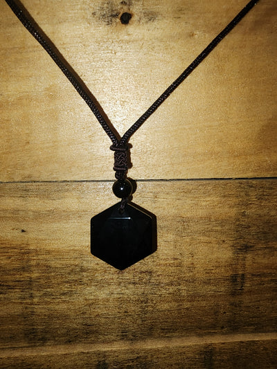 Necklace - Assorted Carved Black Obsidian Pendant Necklace