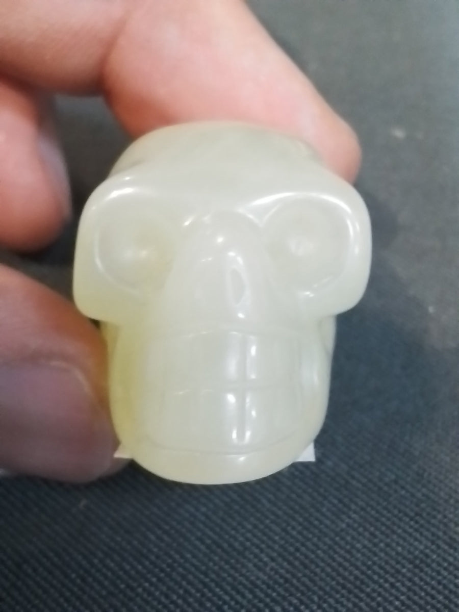 Prehnite skull crystal
