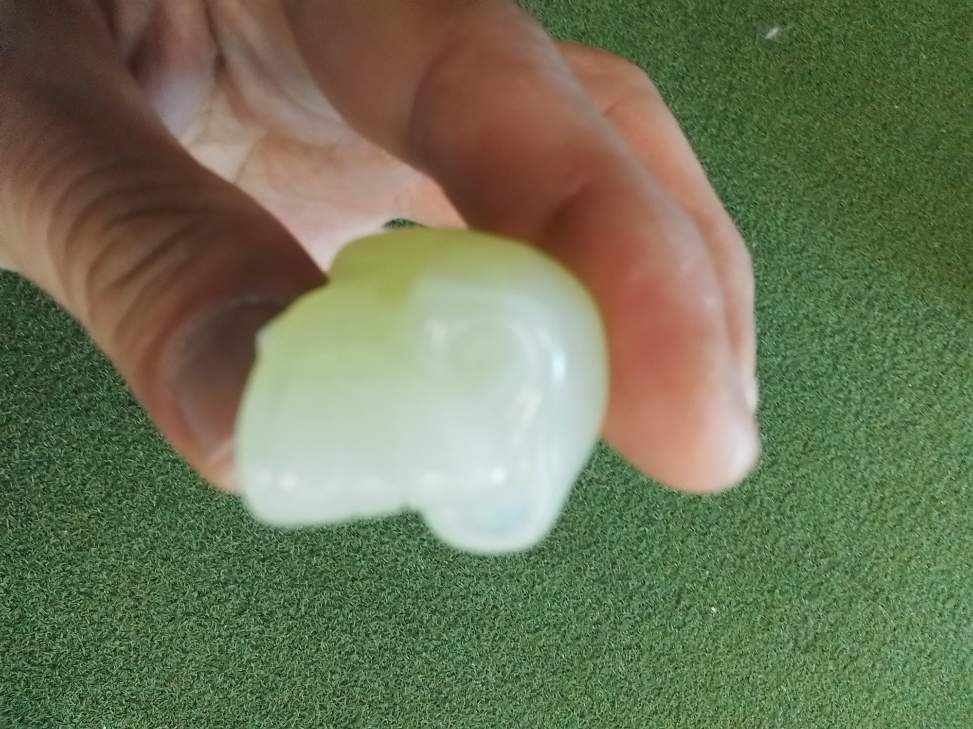 Prehnite skull crystal