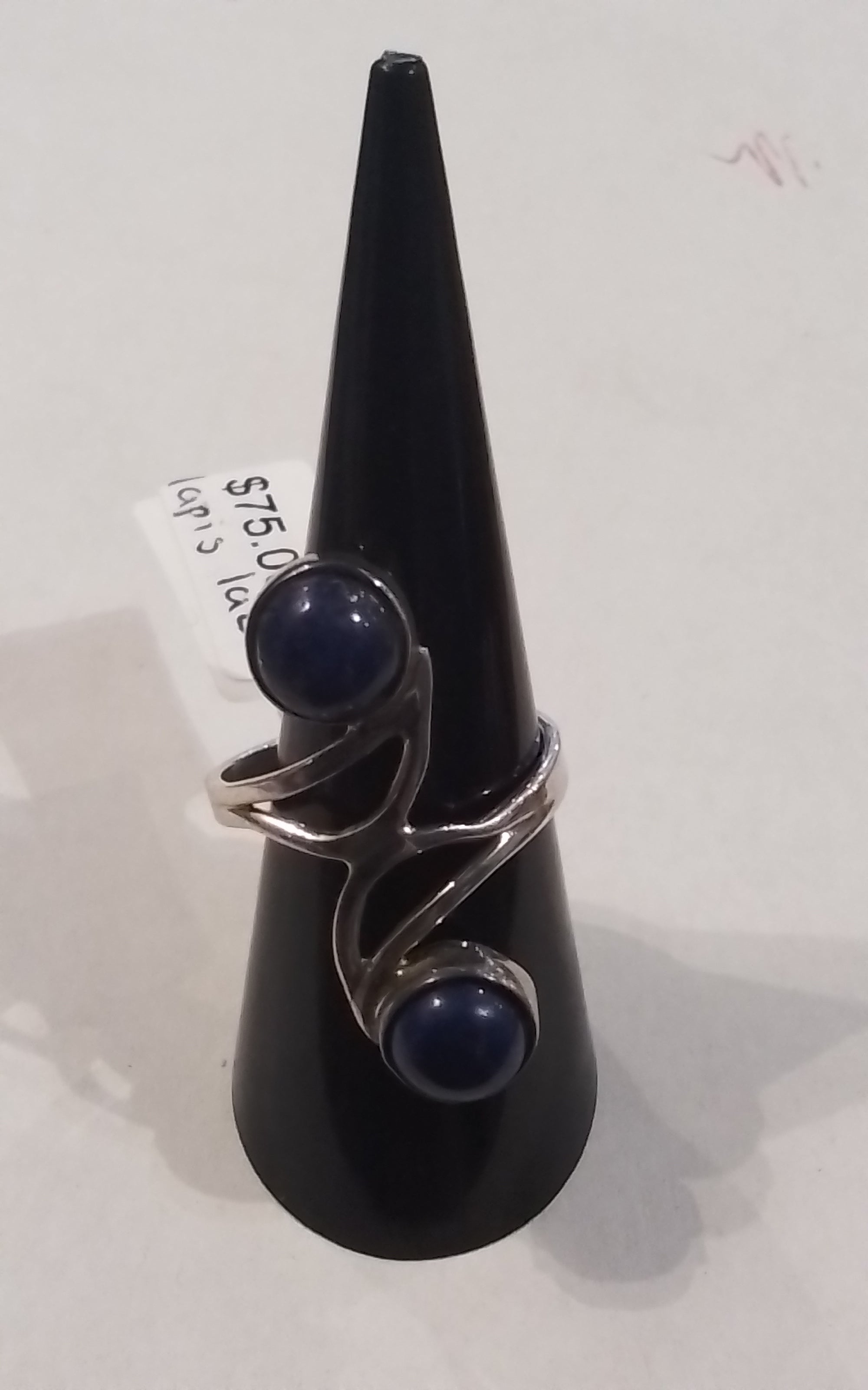Rings-Sterling Silver-Style 2 Circle-Lapis Lazuli
