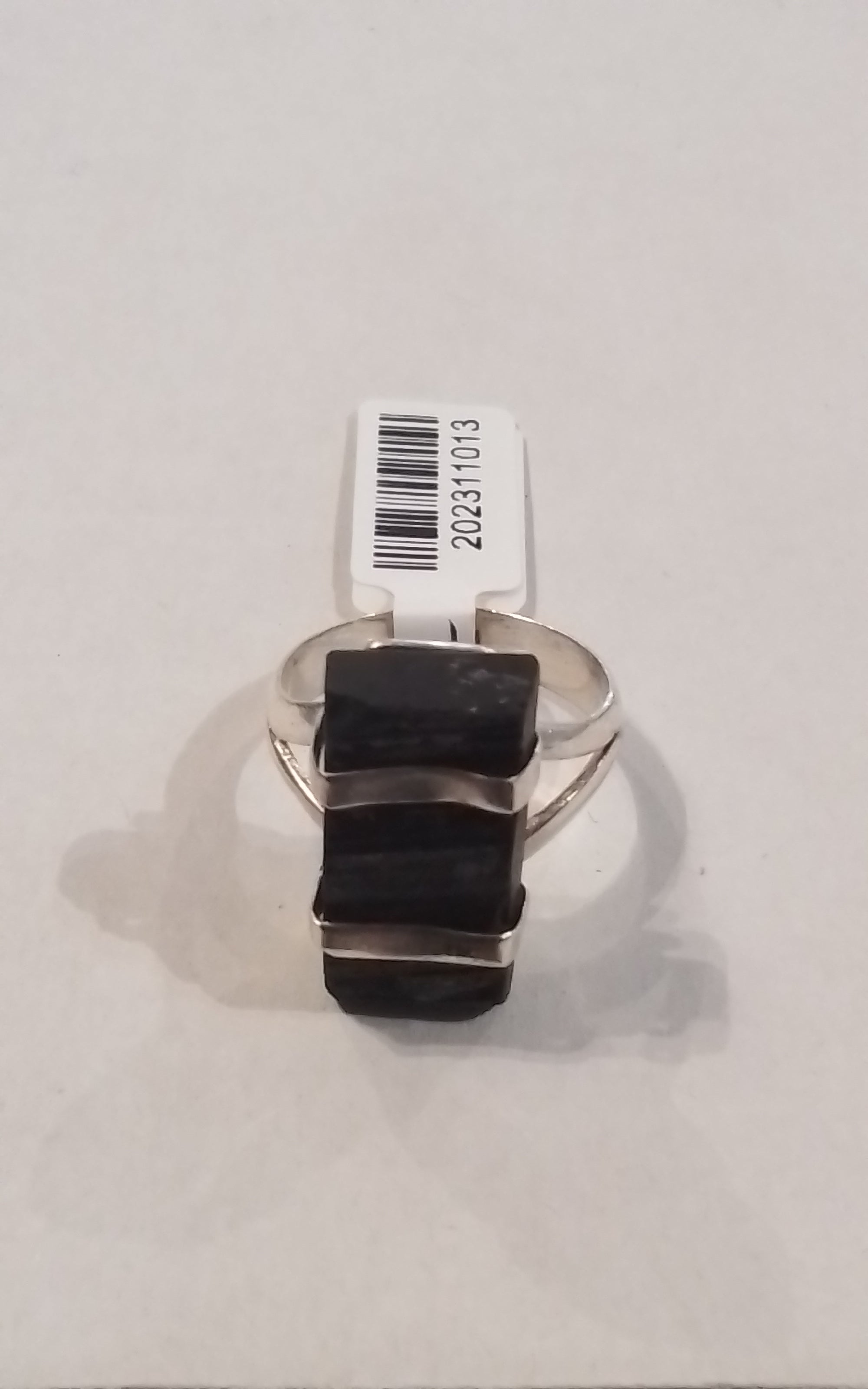 Rings-Sterling Silver-Style Rectangle Raw-Black Tourmaline