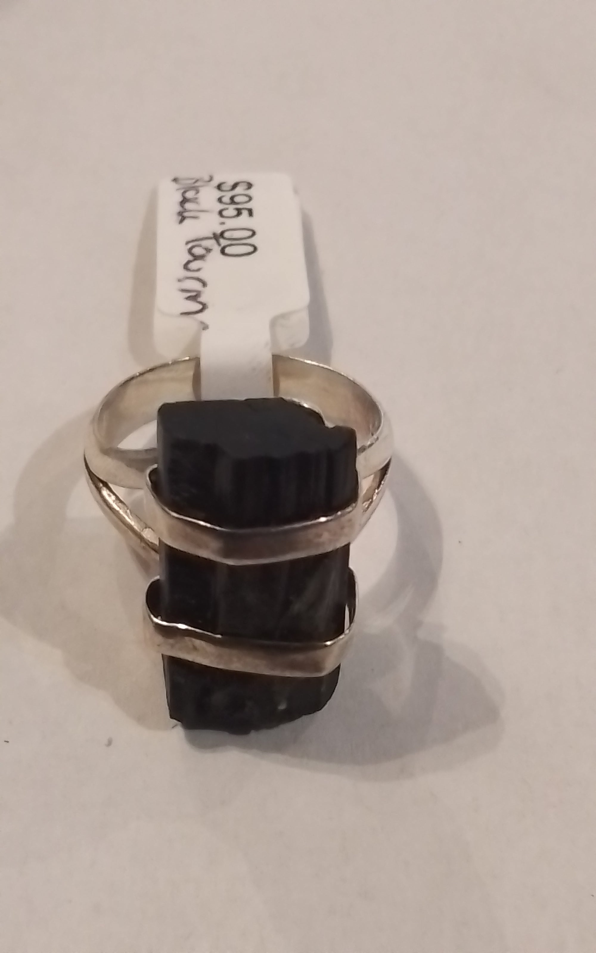 Rings-Sterling Silver-Style Log Raw-Black Tourmaline