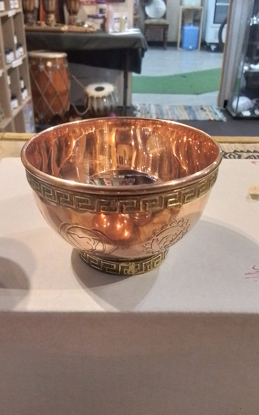 Copper Offering  Bowl - Chakra Symbols