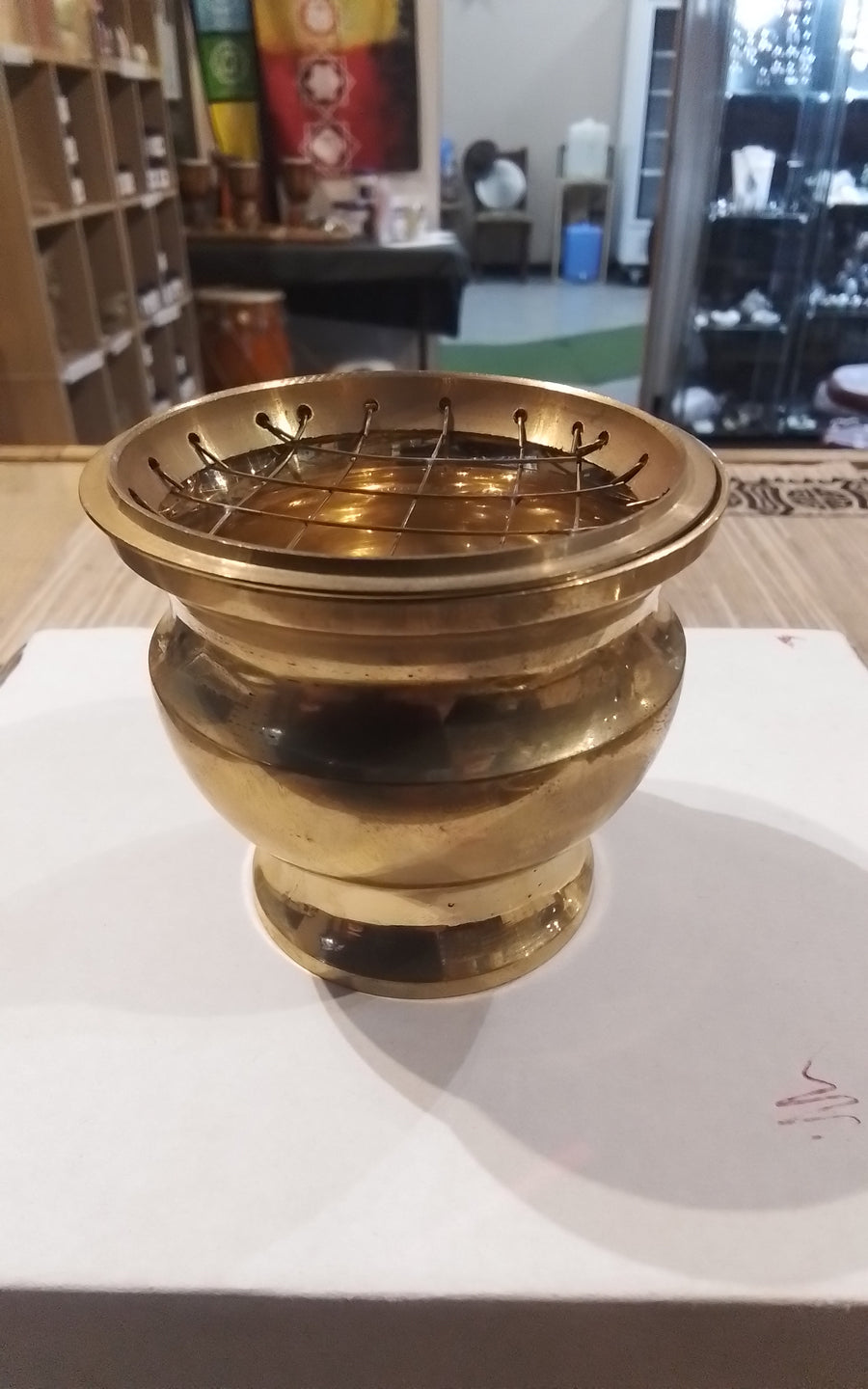 Brass Charcoal Resin Incense Burner With Mesh 7 Cm