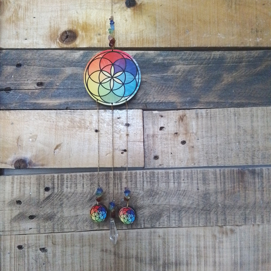 Wooden - Seed of Life - Print - Chakra Colours