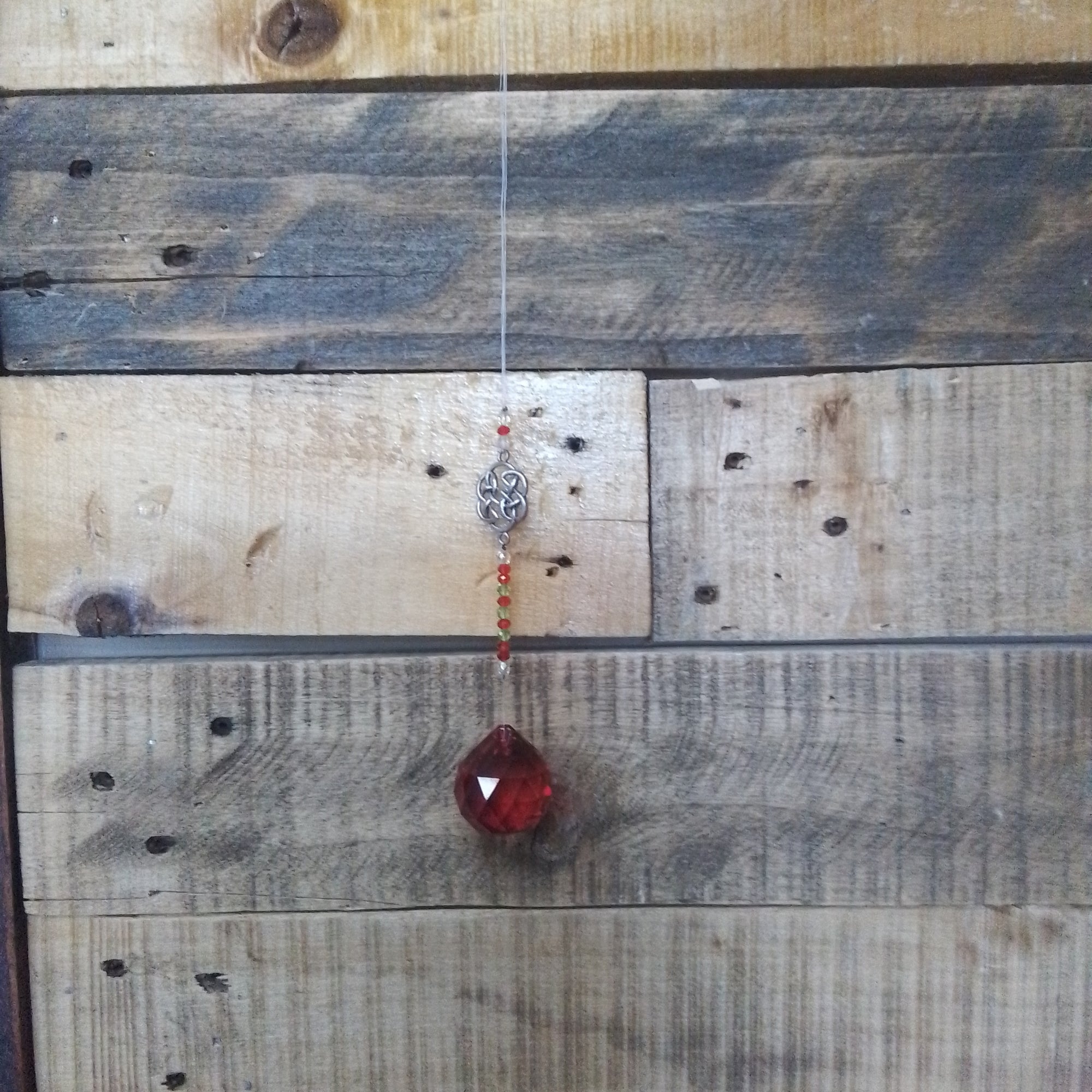 Suncatcher - Celtic With Red Crystal