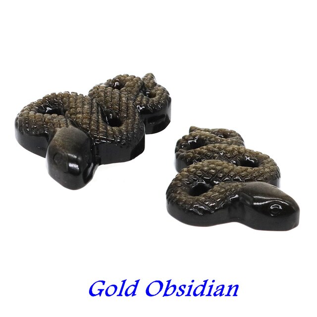 Snake Statue Stone Carved Figurine Animal Style Crystals -Gold Obsidian