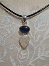 Moonstone Teardrop & Kyanite Pendant - Sterling Silver