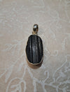 Black Tourmaline Raw Pendant - Sterling Silver