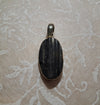 Black Tourmaline Raw Oval Pendant - Sterling Silver