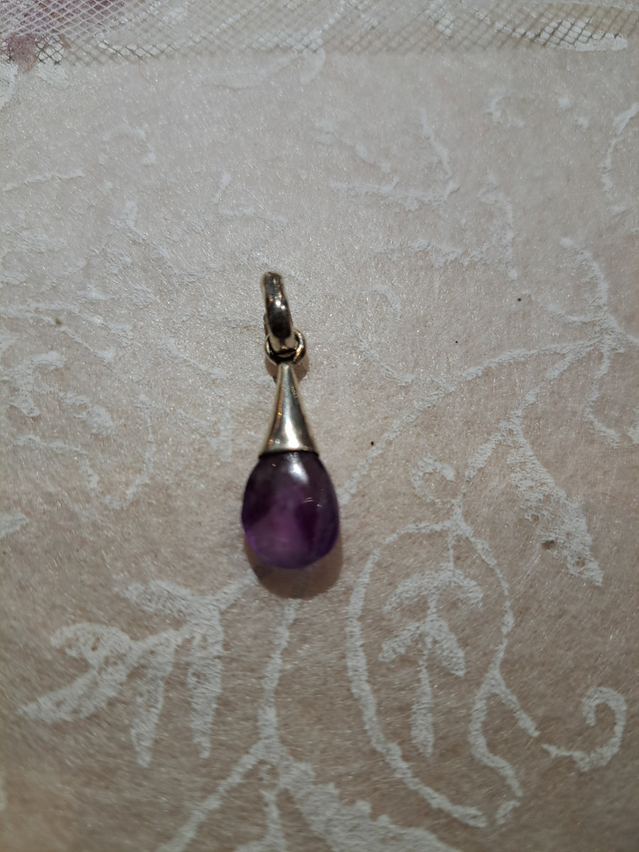 Amethyst Faceted Drop Pendant - Sterling Silver