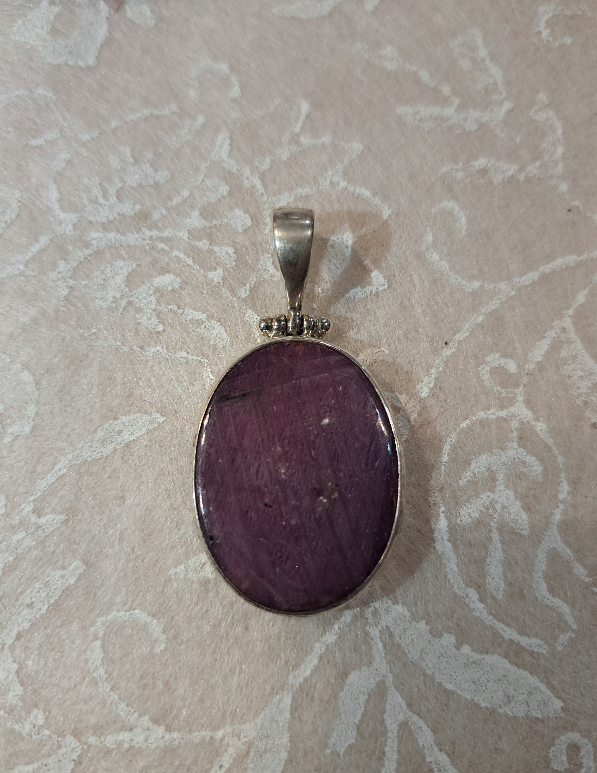 Ruby Oval Pendant - Sterling Silver