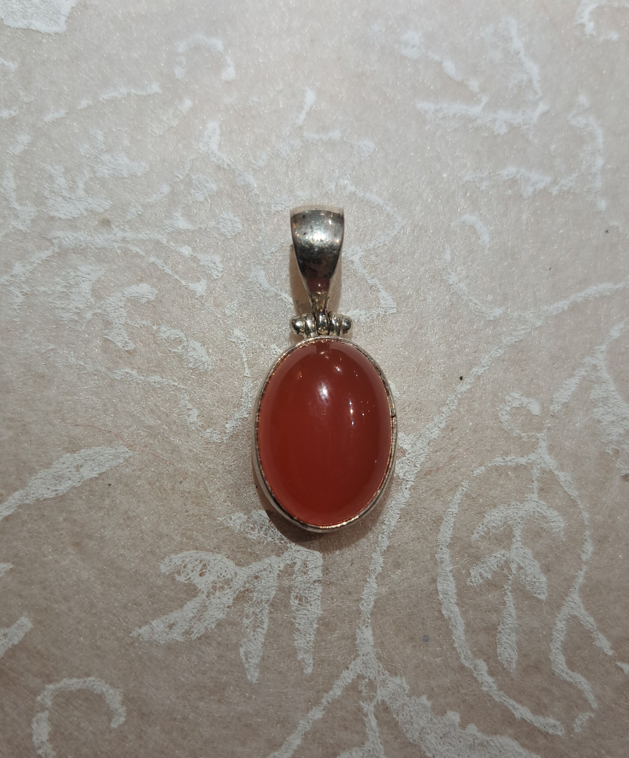 Carnelian Oval Pendant - Sterling Silver