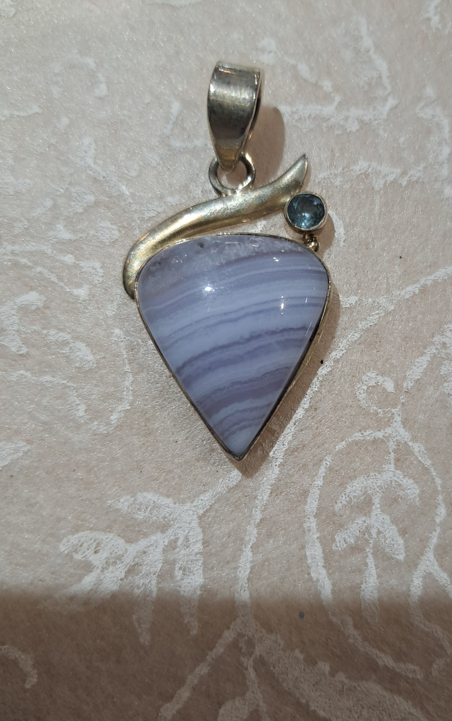 Blue Lace Agate Pendant - Sterling Silver