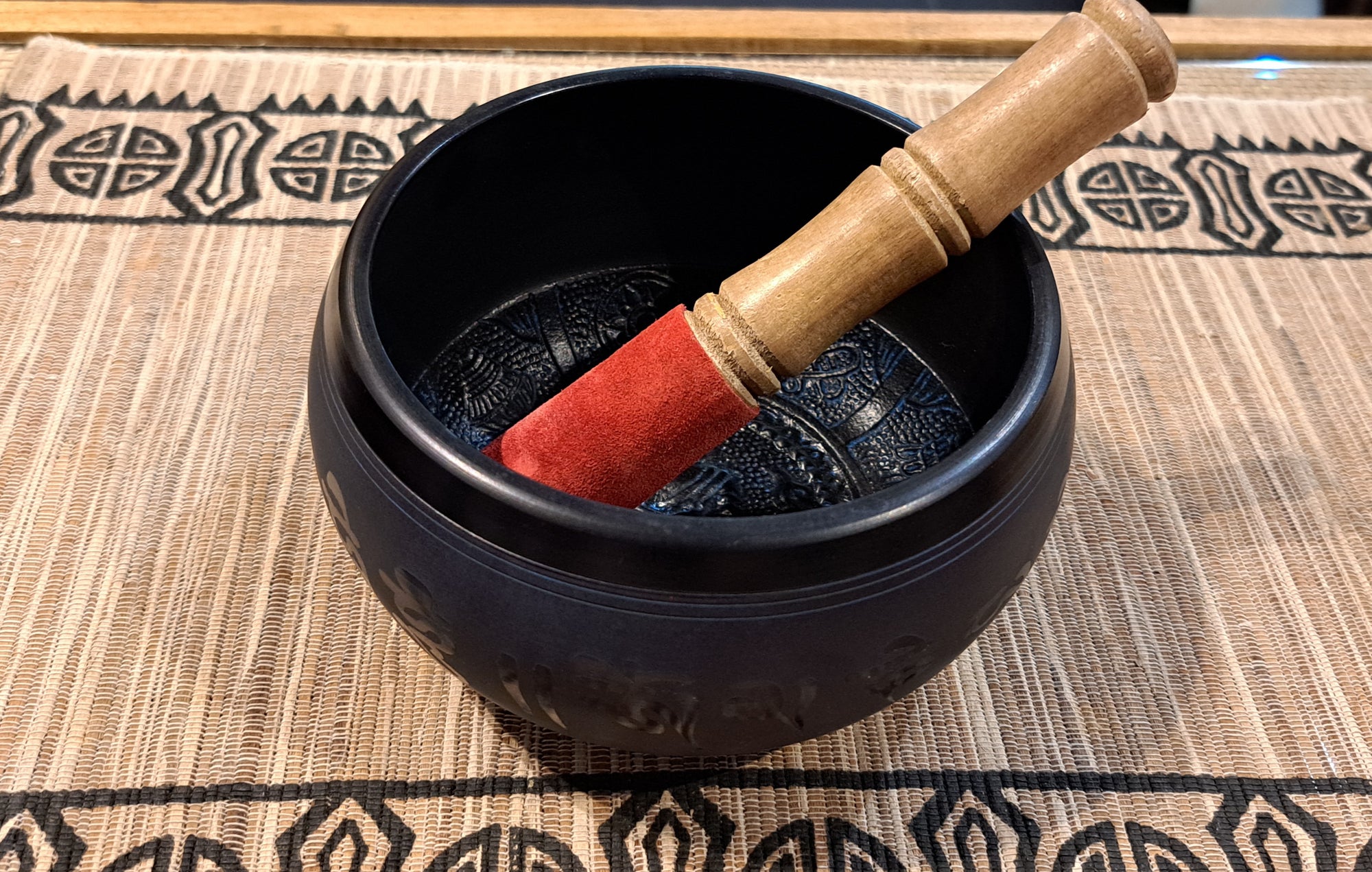 Singing Bowl - Blue/Grey Aluminium Buddha 14cm