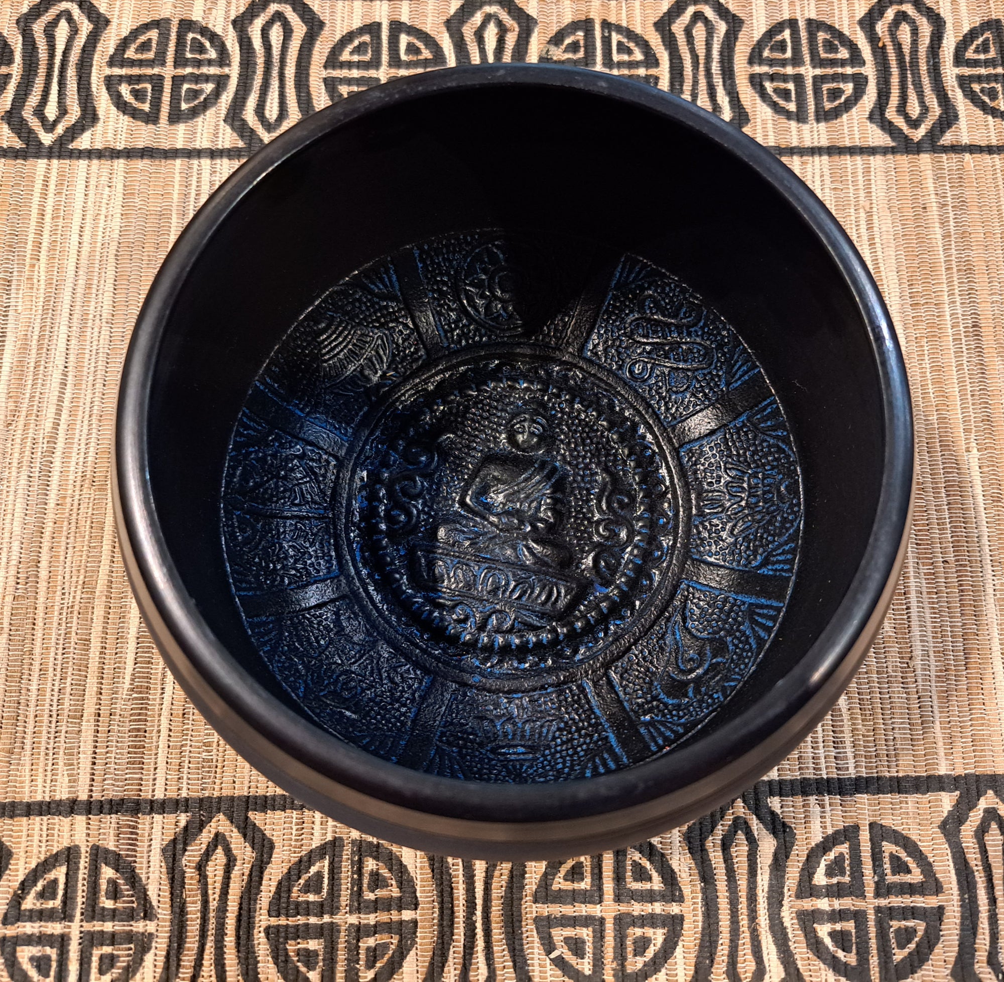 Singing Bowl - Blue/Grey Aluminium Buddha 14cm