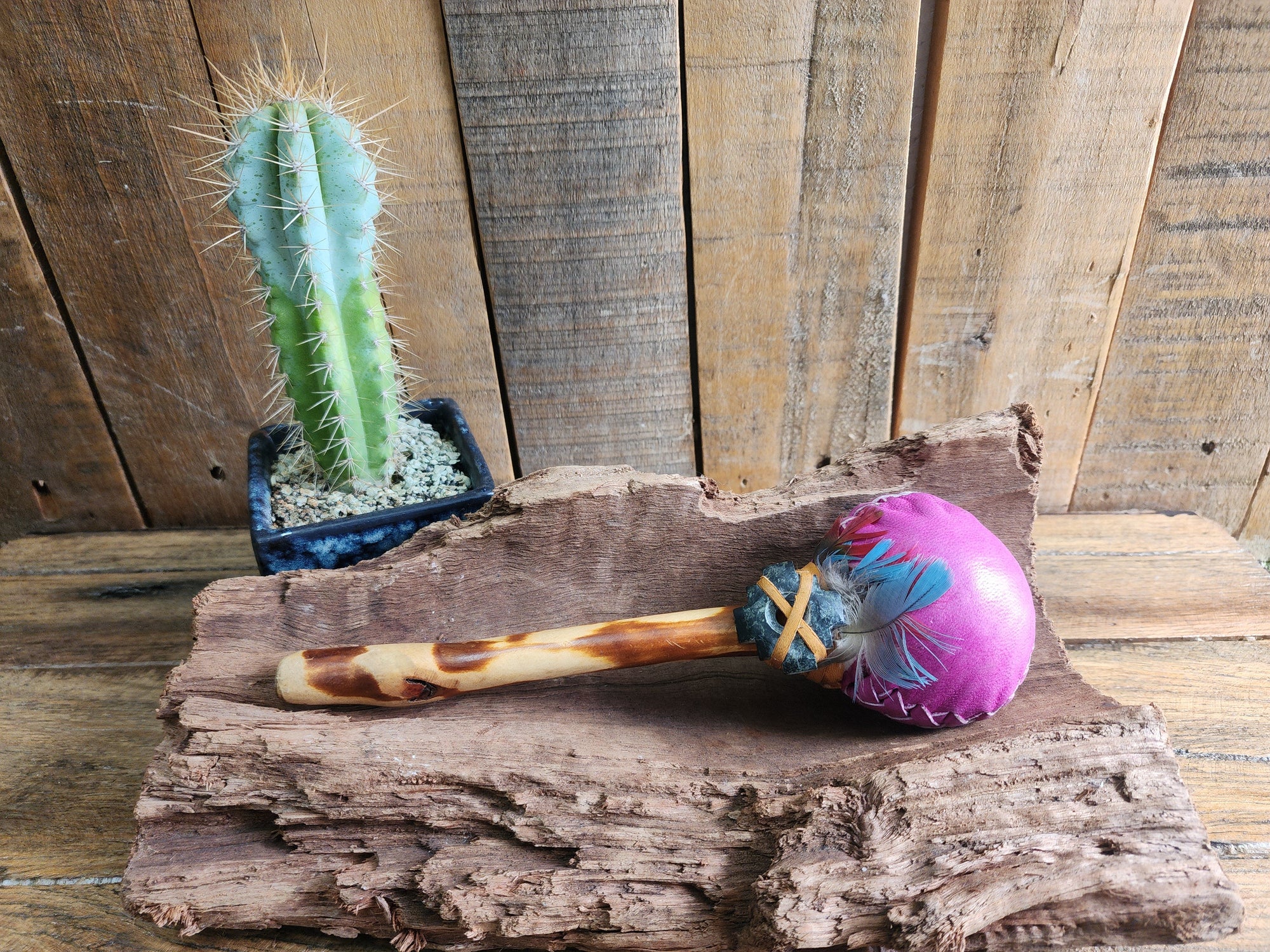 Rattle Simple Leather - Shamanic Handcrafted - Shipibo