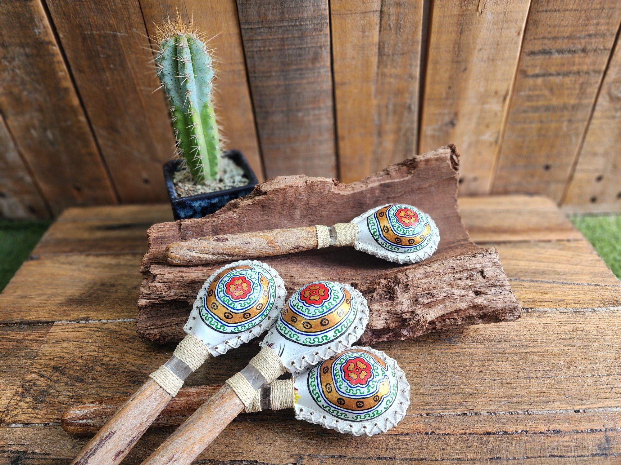 Rattle Painted Leather - Shamanic Handcrafted - Shipibo
