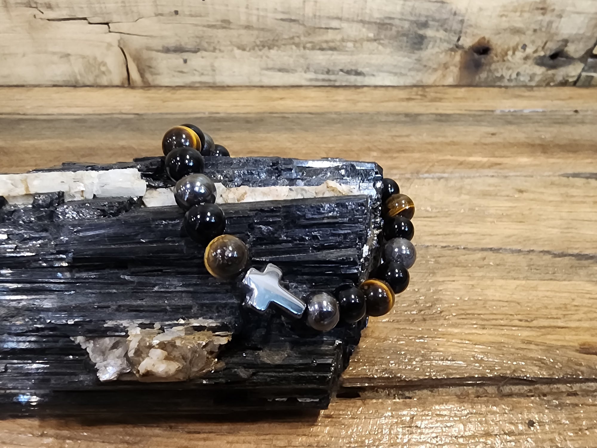 Crystal Bracelet 8mm With Cross