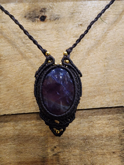 Crystal Necklace - Macrame Gold Beads