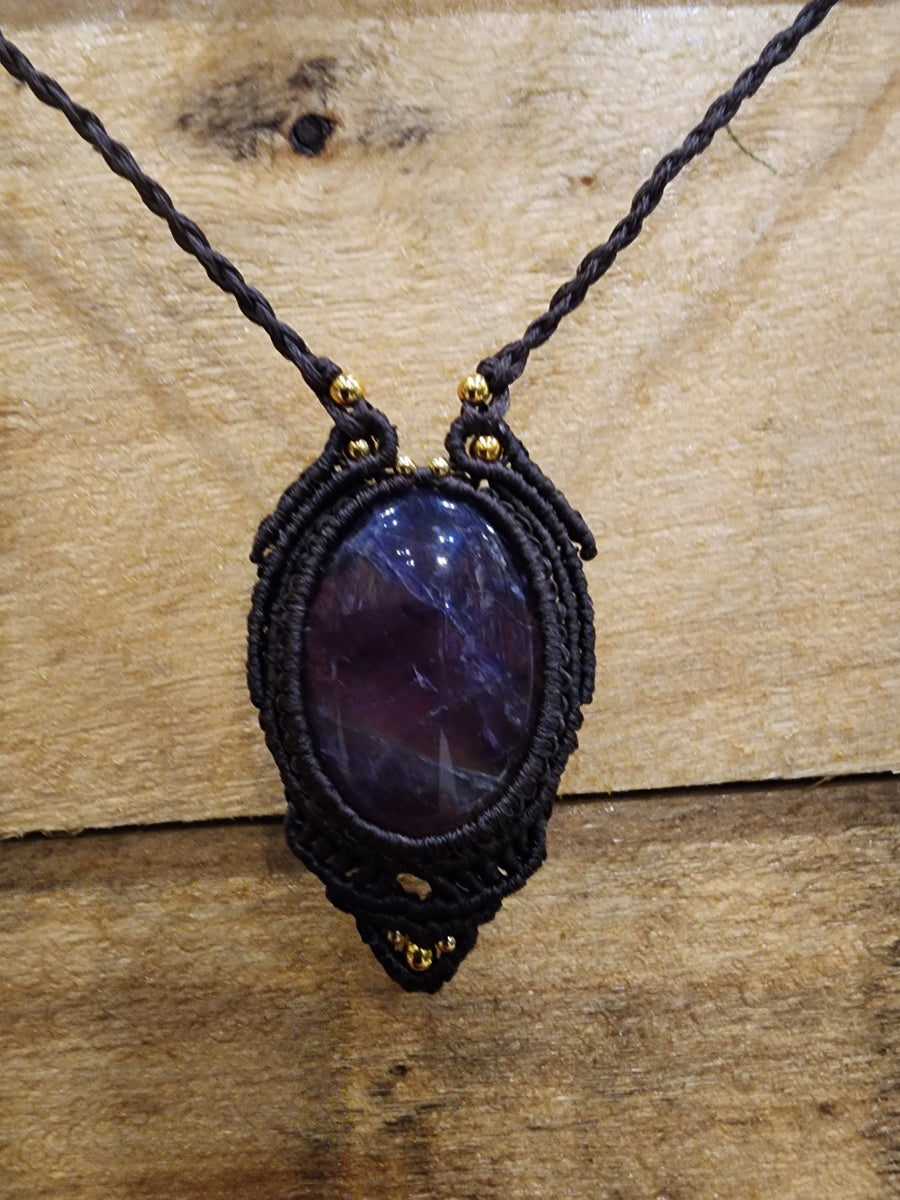 Crystal Necklace - Macrame Gold Beads