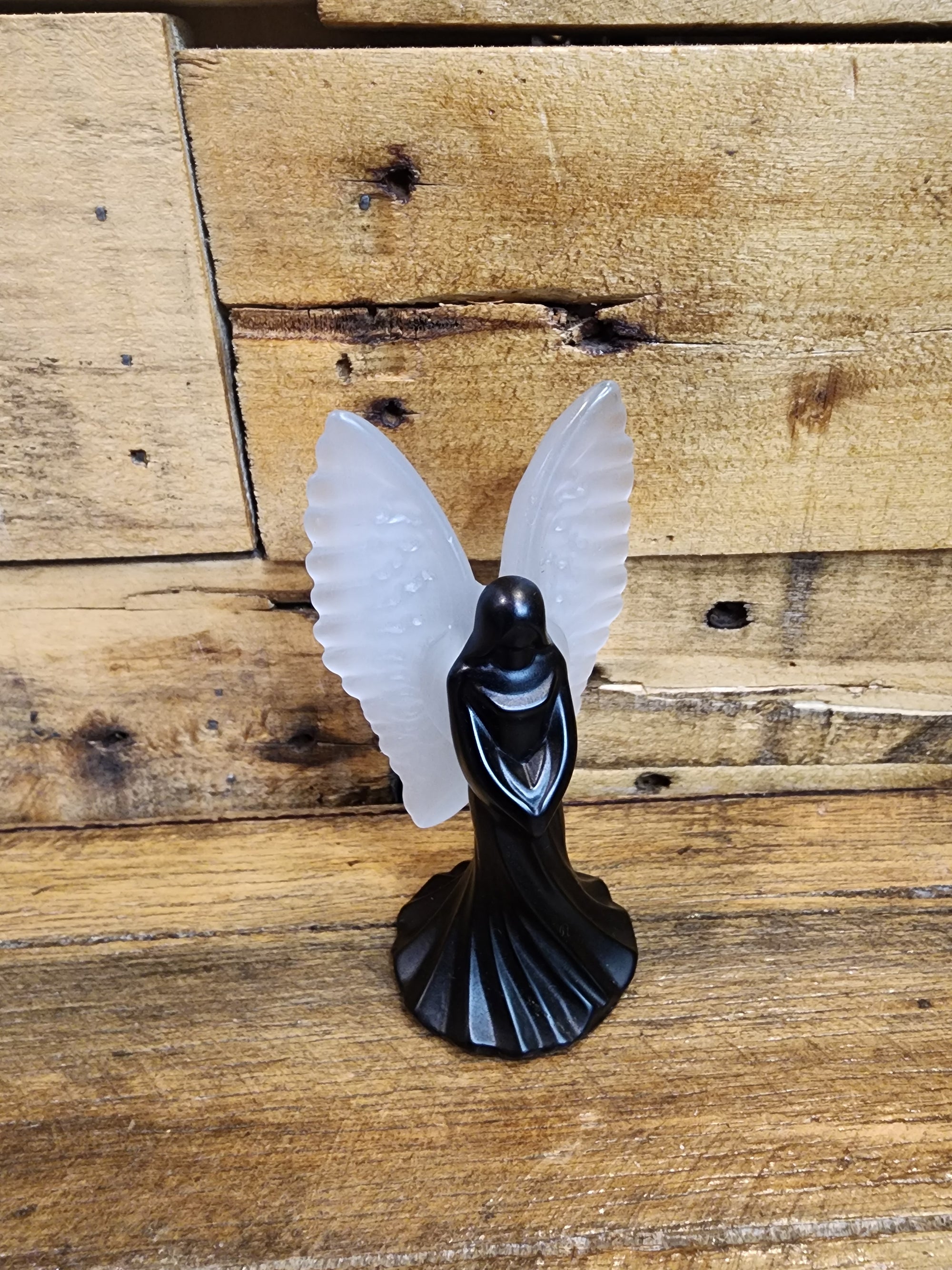 Crystal Angel - Obsidian & Selenite