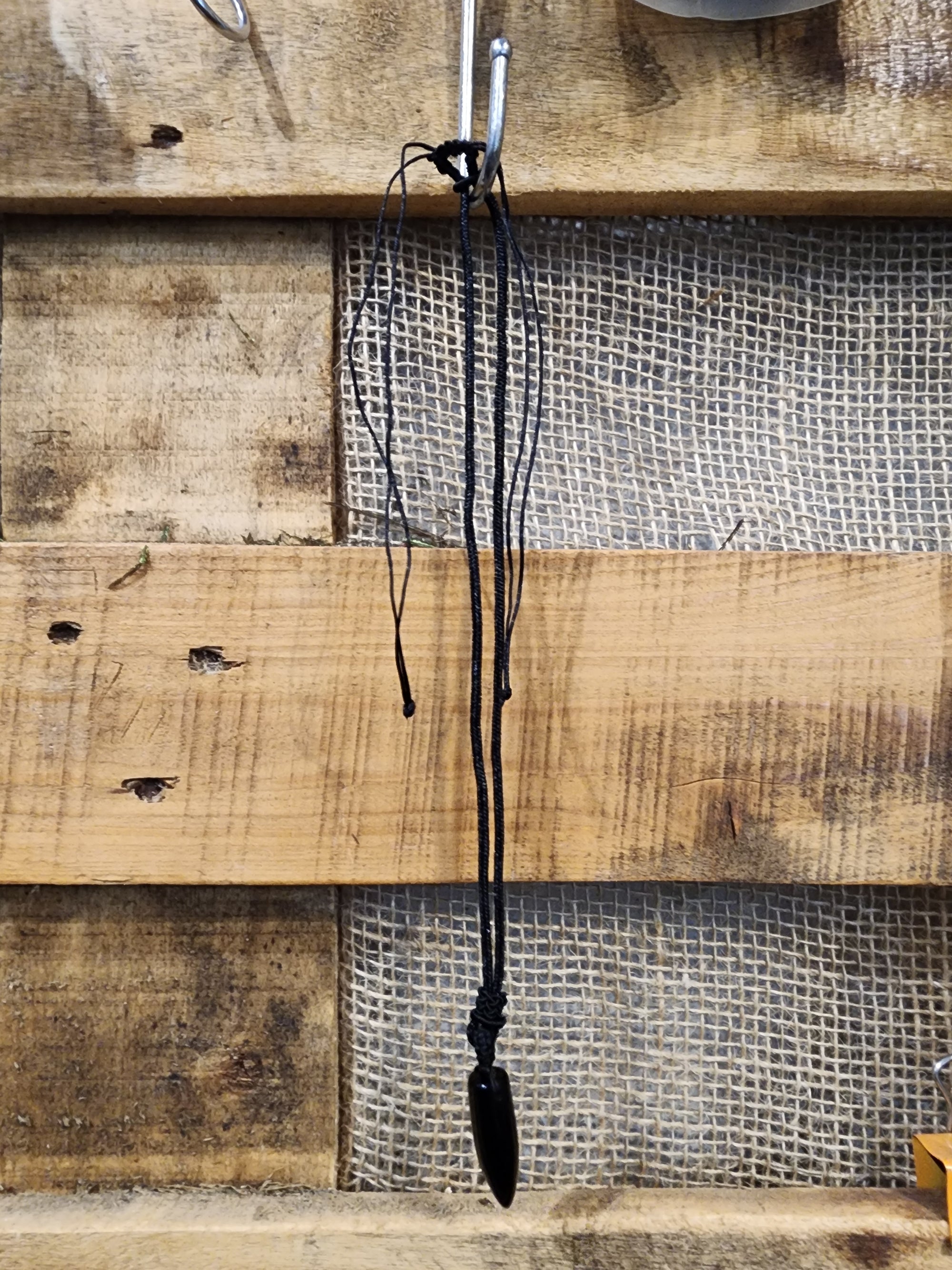 Necklace - Black Obsidian Bullet Pendant