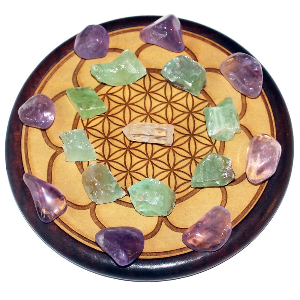 Wood Crystal Grid - Healing