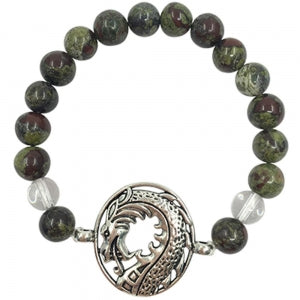 BRACELET - 8MM Dragon bloodstone & clear quartz