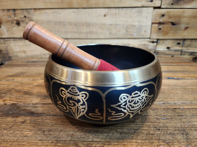 Singing Bowl - Brass - Buddha Eyes Black - 15cm