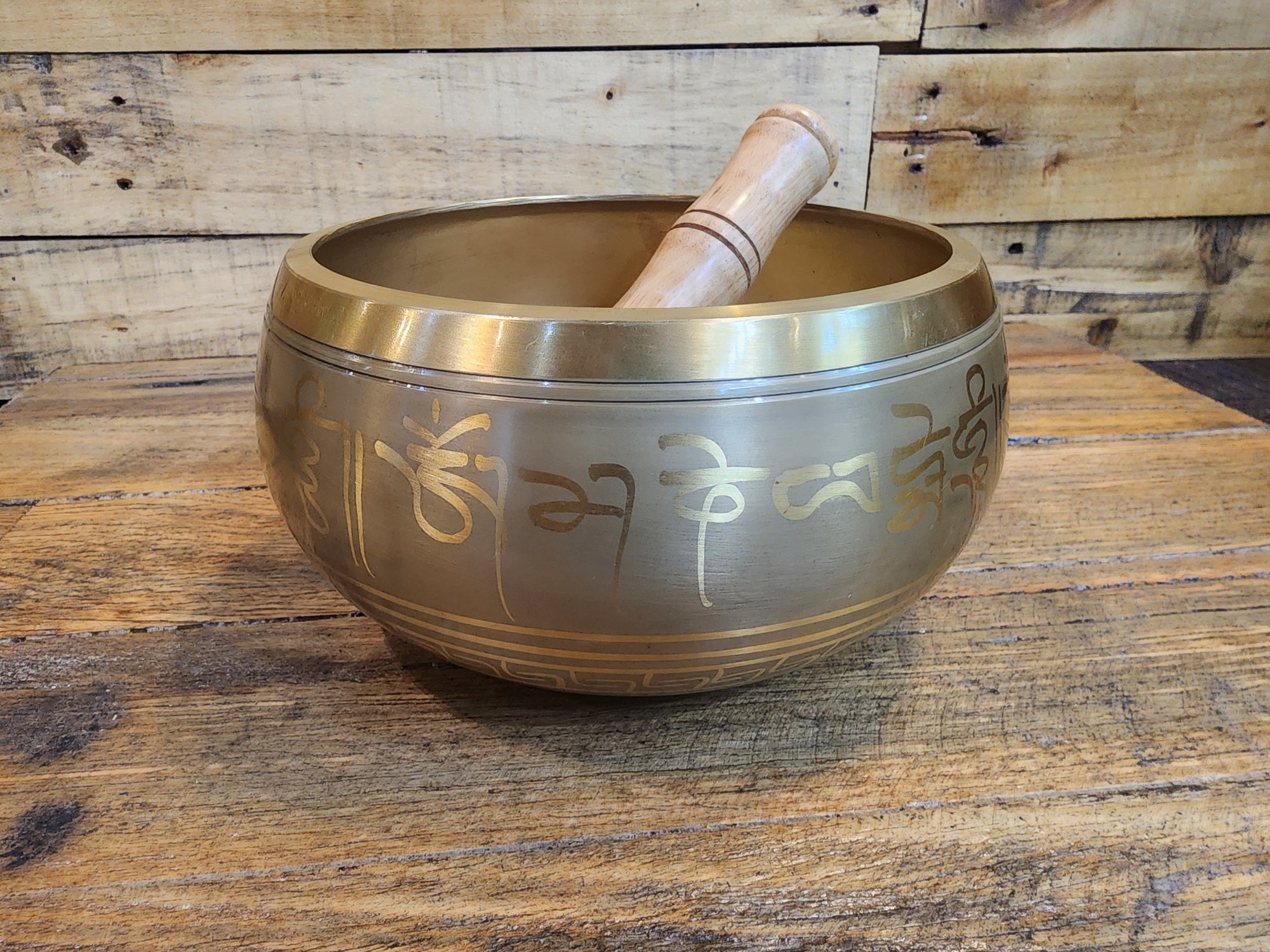 Singing Bowl - Brass - Gold Buddha - 17cm