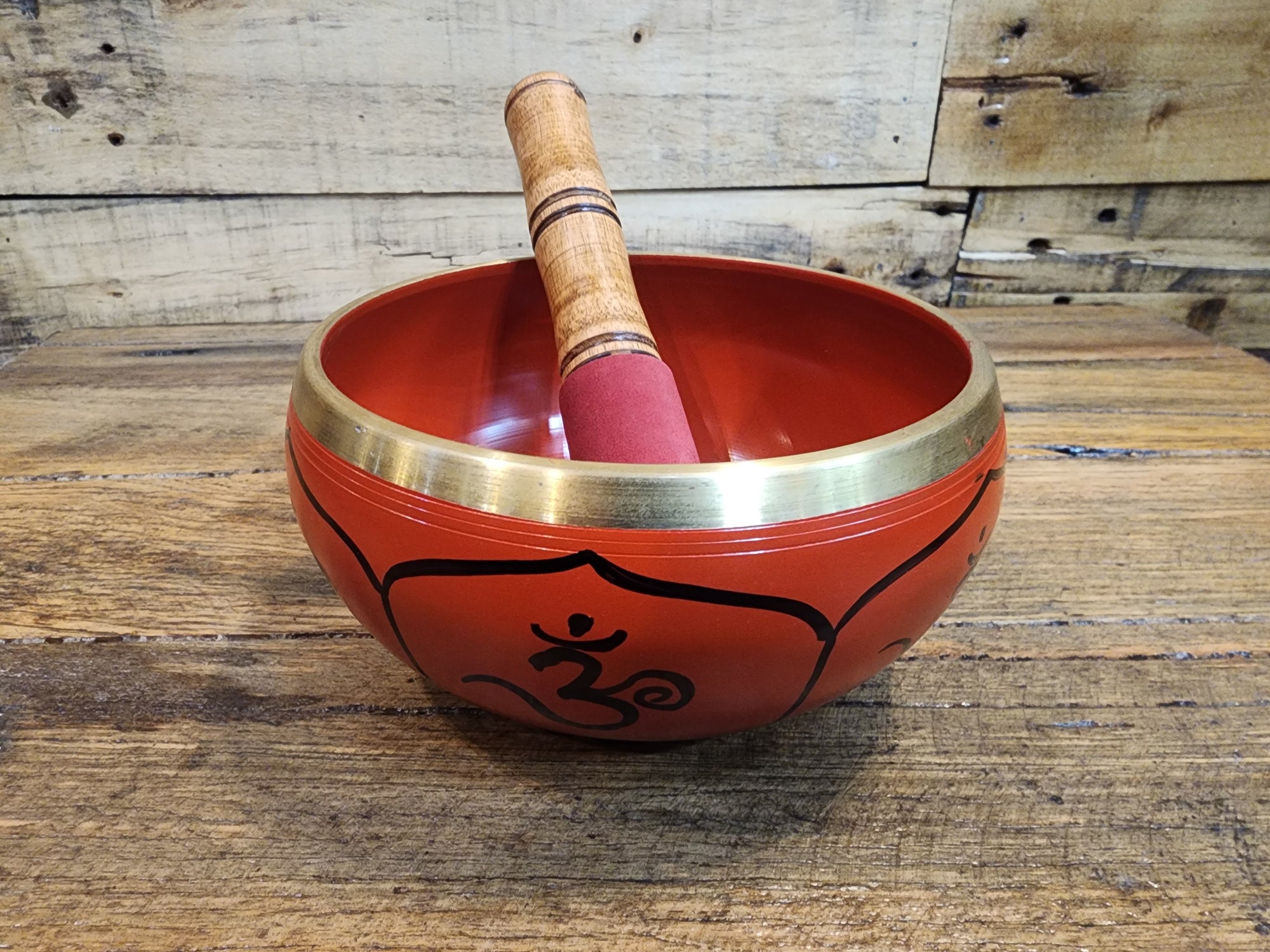 Singing Bowl - Brass - Orange Om - 14cm