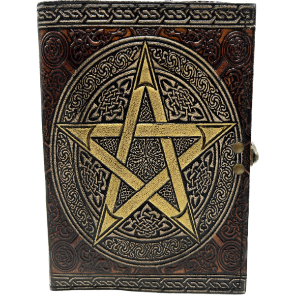 Leather Journal - Golden Antique Pentagram