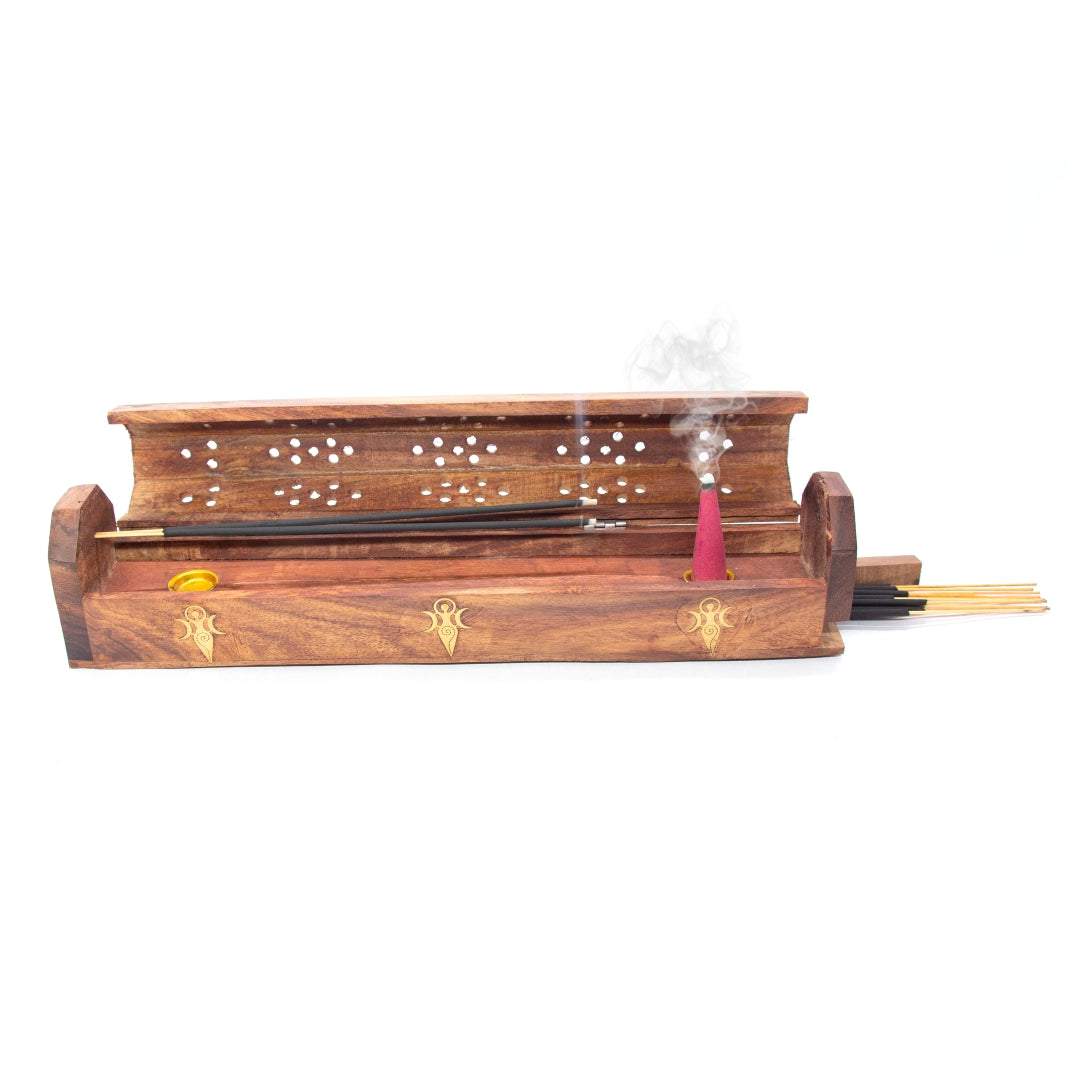 Wooden Coffin Incense Holder - Assorted