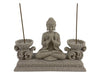 Statue - Buddha Twin Tealight/Incense Holder in Natural Finish - 20cm